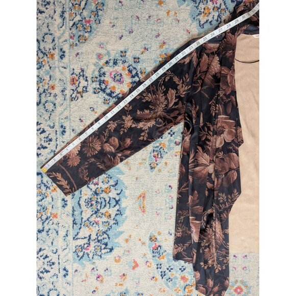 Soft Surroundings Shape Drape Faux Suede Jacket in Black and Brown Floral Multi - Picture 8 of 9